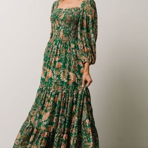 Baltic Born Green Floral Long Sleeve Dress